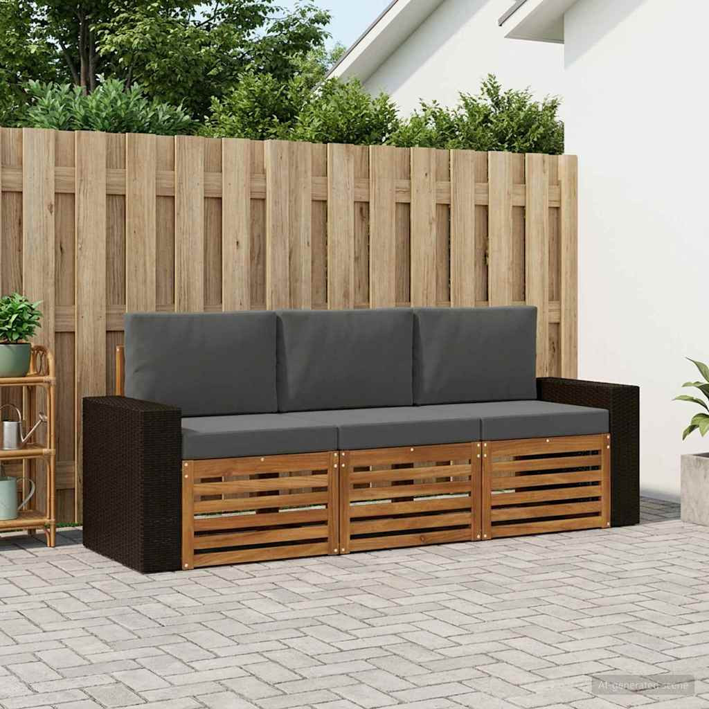 vidaXL Sofagarnituren mit Kissen 3 pcs Massivholz Akazie