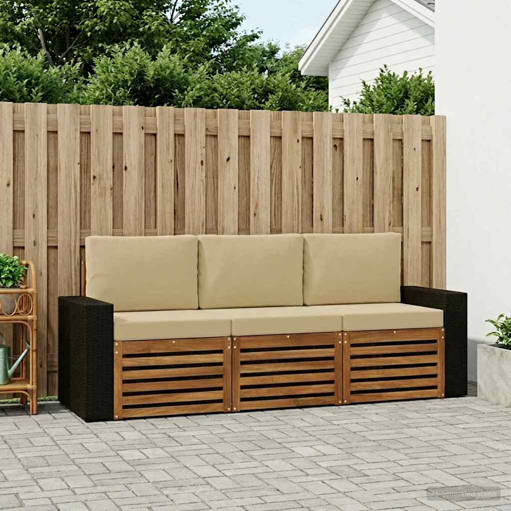 vidaXL Sofagarnituren mit Kissen 3 pcs Massivholz Akazie