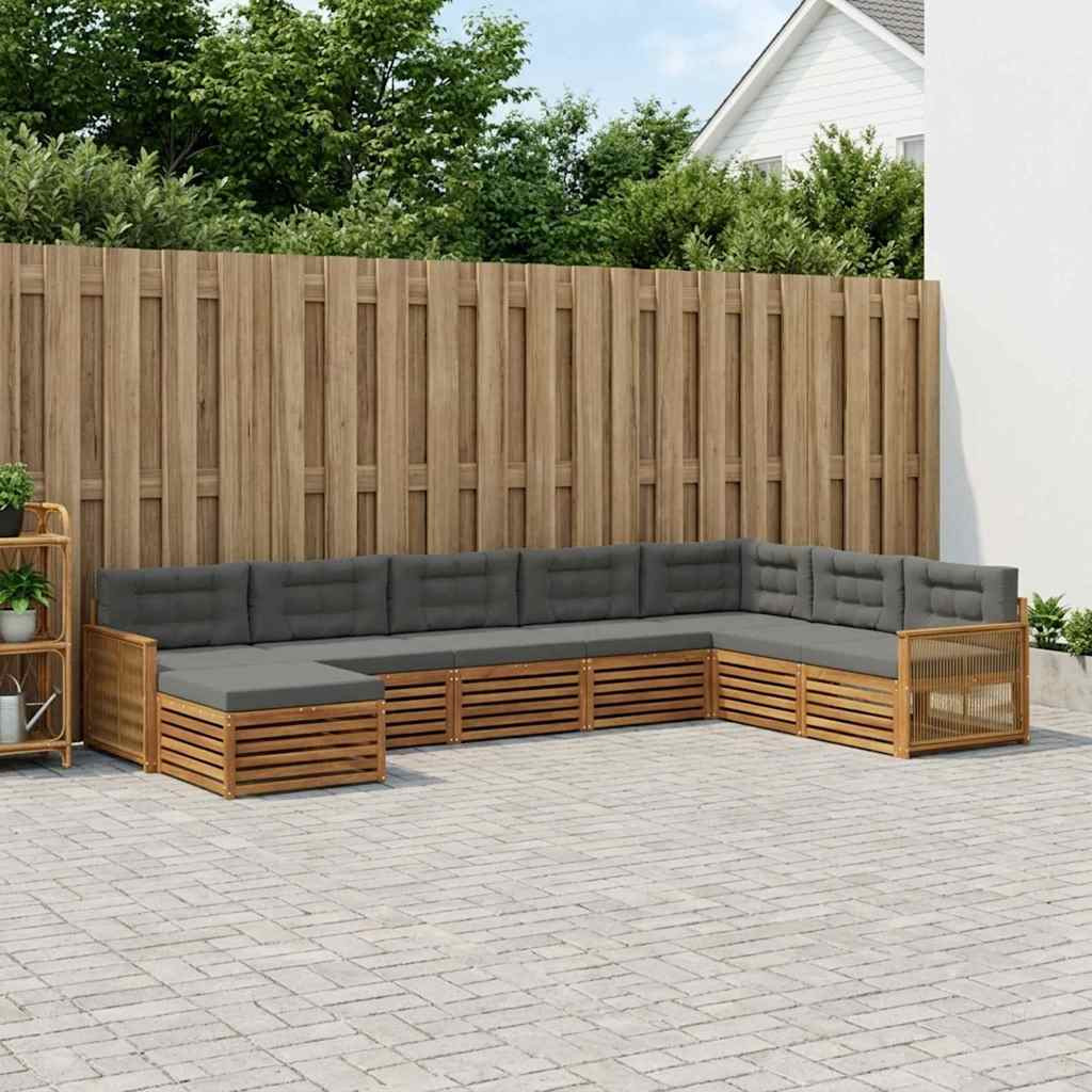 vidaXL Outdoor-Sofagarnitur mit Kissen 8 pcs Natur und Anthrazit