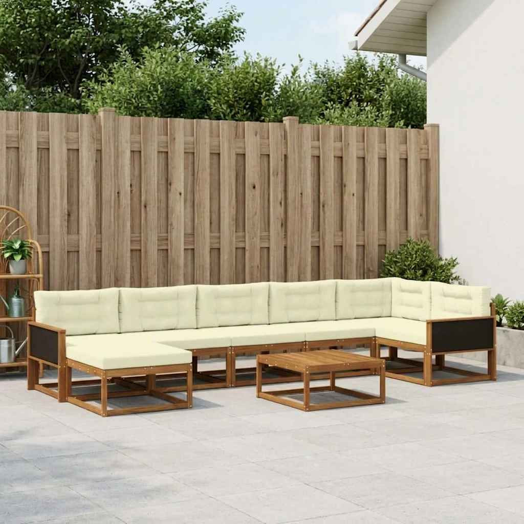 vidaXL Outdoor-Sofagarnitur mit Kissen 8 pcs Natur und Creme