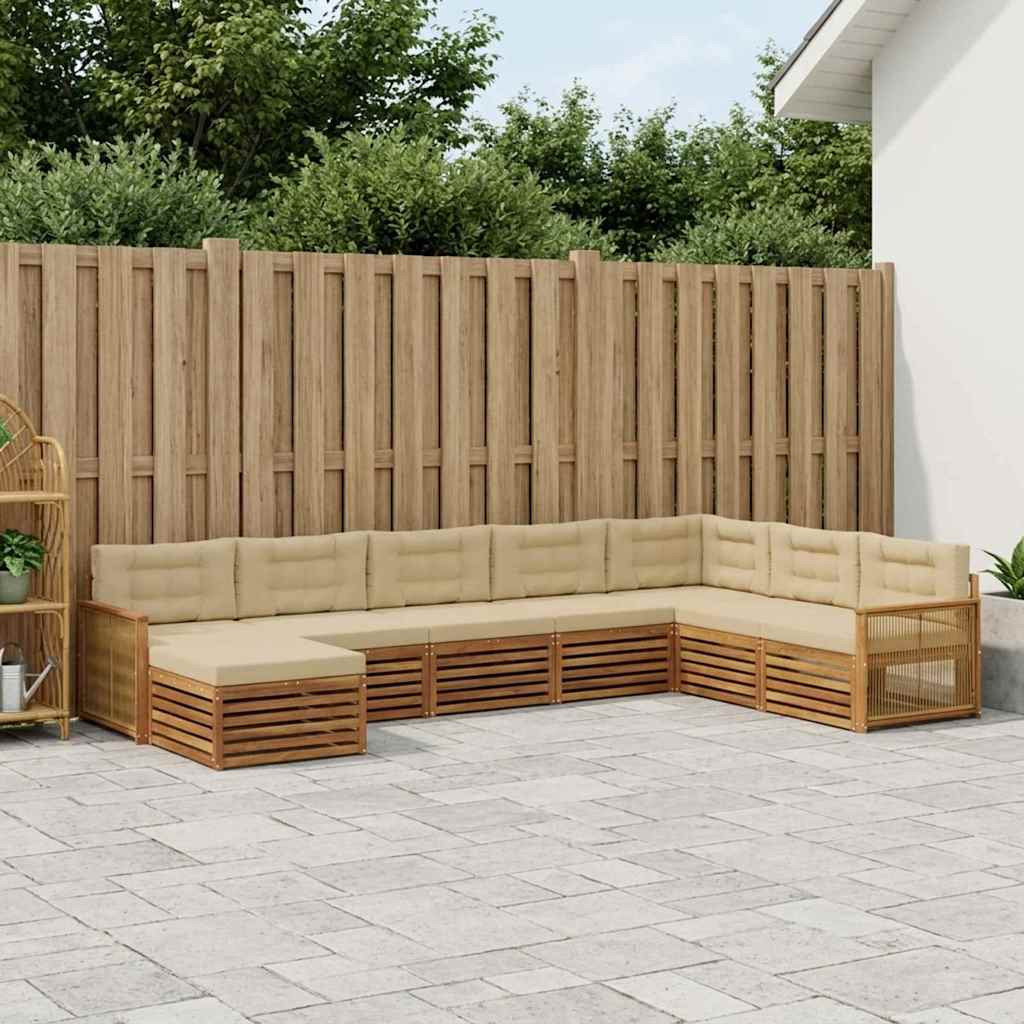 vidaXL Outdoor-Sofagarnitur mit Kissen 8 pcs Natur und Beige