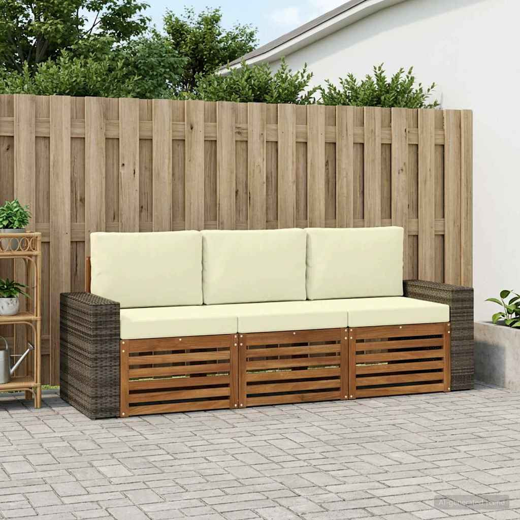 vidaXL Sofagarnituren mit Kissen 3 pcs Massivholz Akazie