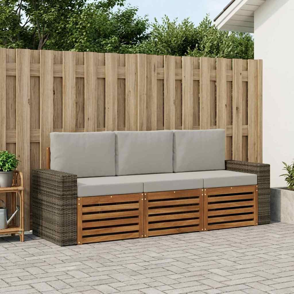vidaXL Sofagarnituren mit Kissen 3 pcs Massivholz Akazie