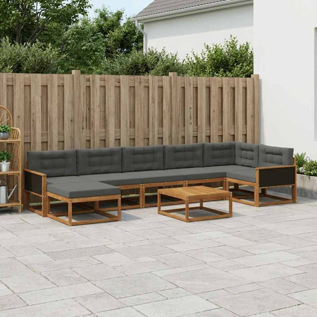 vidaXL Outdoor-Sofagarnitur mit Kissen 8 pcs Natur und Anthrazit