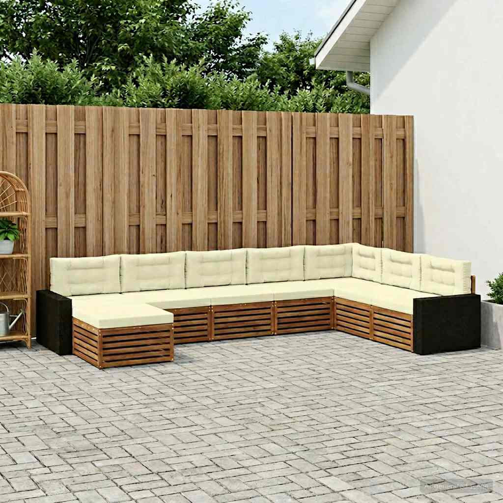 vidaXL Outdoor-Sofagarnitur mit Kissen 8 pcs Natur und Creme