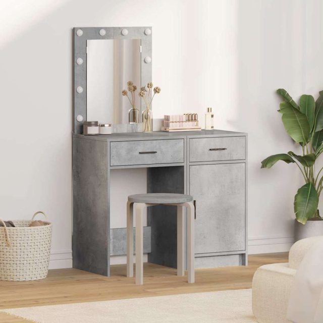vidaXL Schminktisch mit Tür 2 pcs Grau 50 x 41 x 135 cm Holzwerkstoff