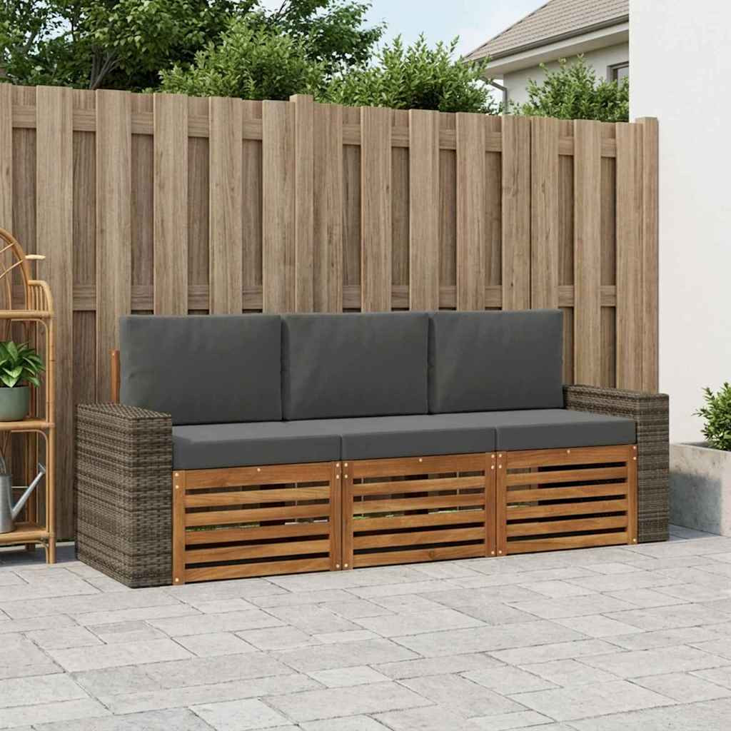 vidaXL Sofagarnituren mit Kissen 3 pcs Massivholz Akazie