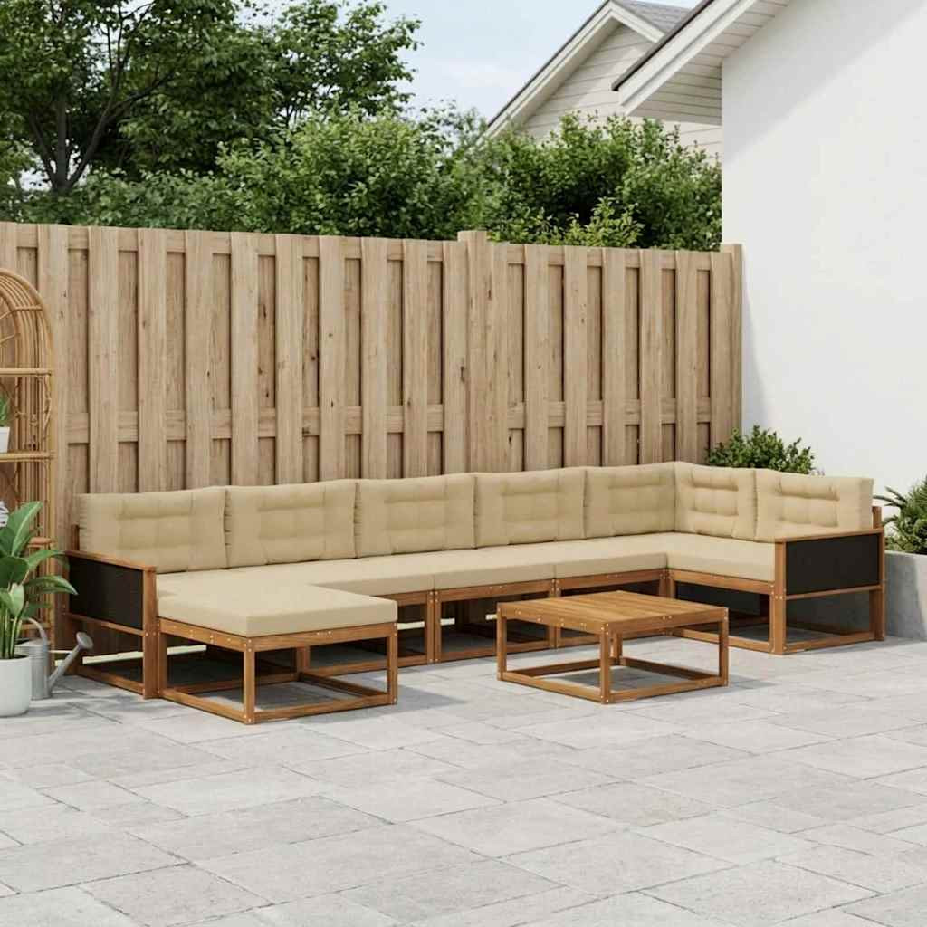vidaXL Outdoor-Sofagarnitur mit Kissen 8 pcs Natur und Beige