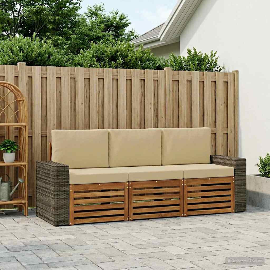 vidaXL Sofagarnituren mit Kissen 3 pcs Massivholz Akazie