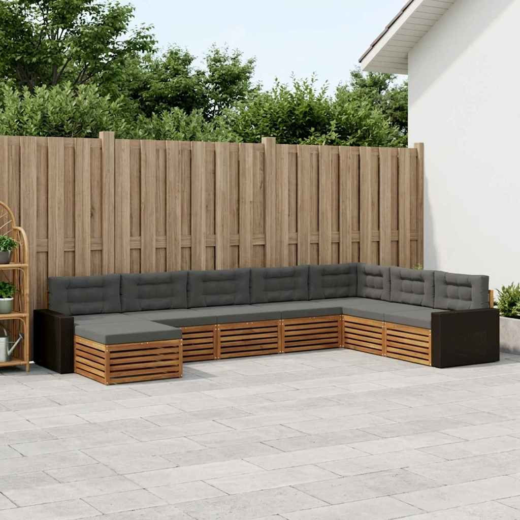 vidaXL Outdoor-Sofagarnitur mit Kissen 8 pcs Natur und Anthrazit