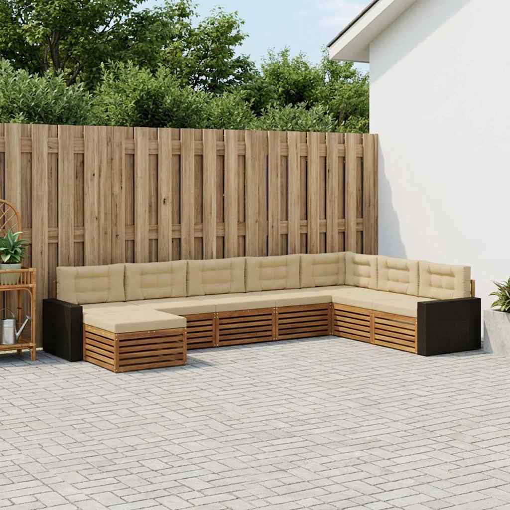 vidaXL Outdoor-Sofagarnitur mit Kissen 8 pcs Natur und Beige
