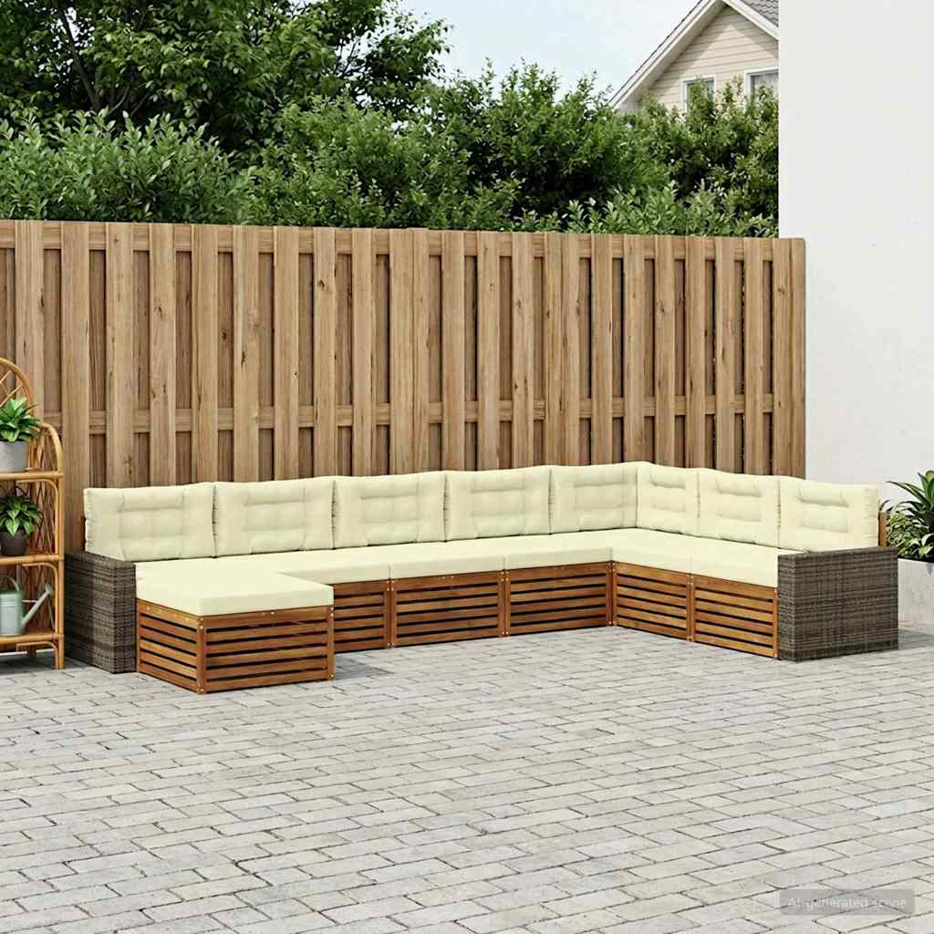vidaXL Outdoor-Sofagarnitur mit Kissen 8 pcs Natur und Creme