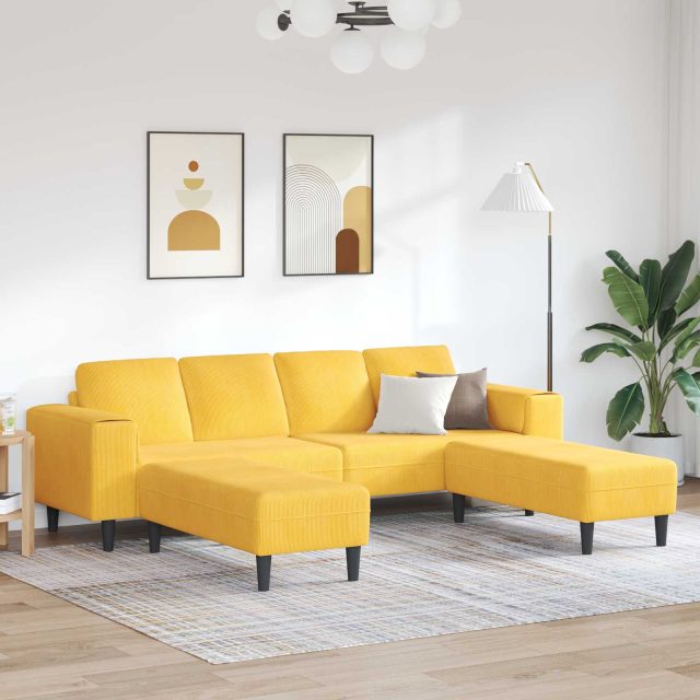 vidaXL Sofa Helles Gelb 250 x 188 x 76 cm Cordstoff