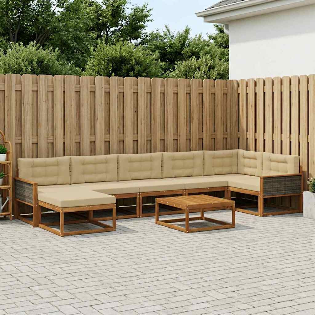 vidaXL Outdoor-Sofagarnitur mit Kissen 8 pcs Natur und Beige
