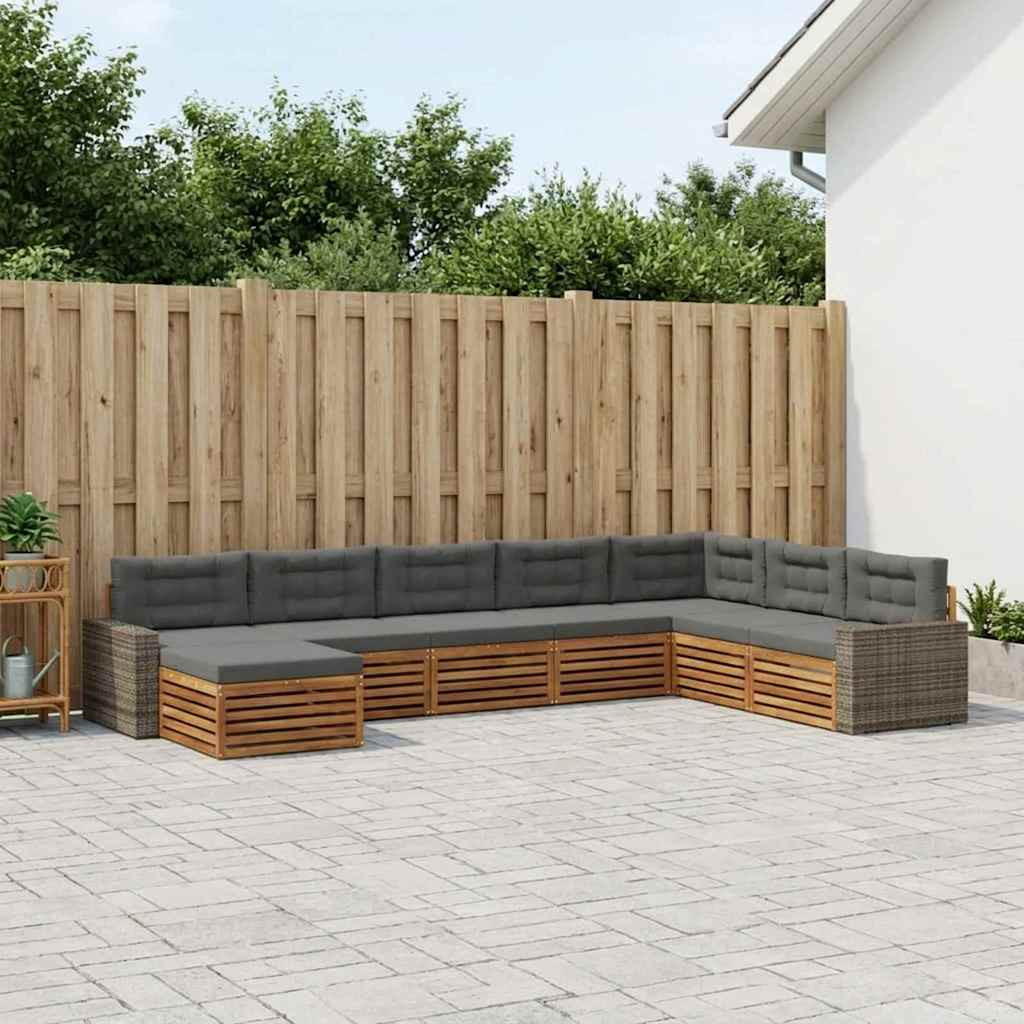 vidaXL Outdoor-Sofagarnitur mit Kissen 8 pcs Natur und Anthrazit
