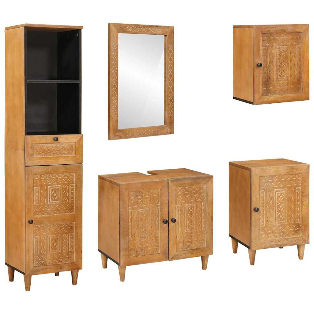 vidaXL Badezimmermöbel-Set mit Schubladen 5 pcs Braun Holzwerkstoff