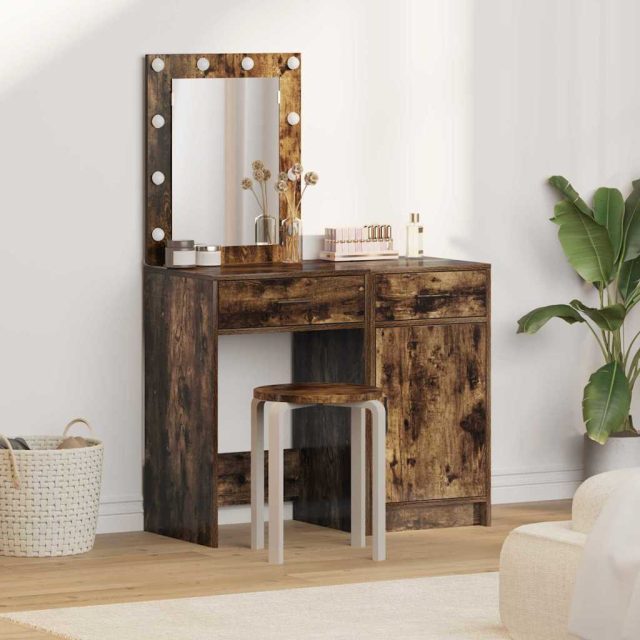 vidaXL Schminktisch mit Tür 2 pcs Braun 50 x 41 x 135 cm Holzwerkstoff