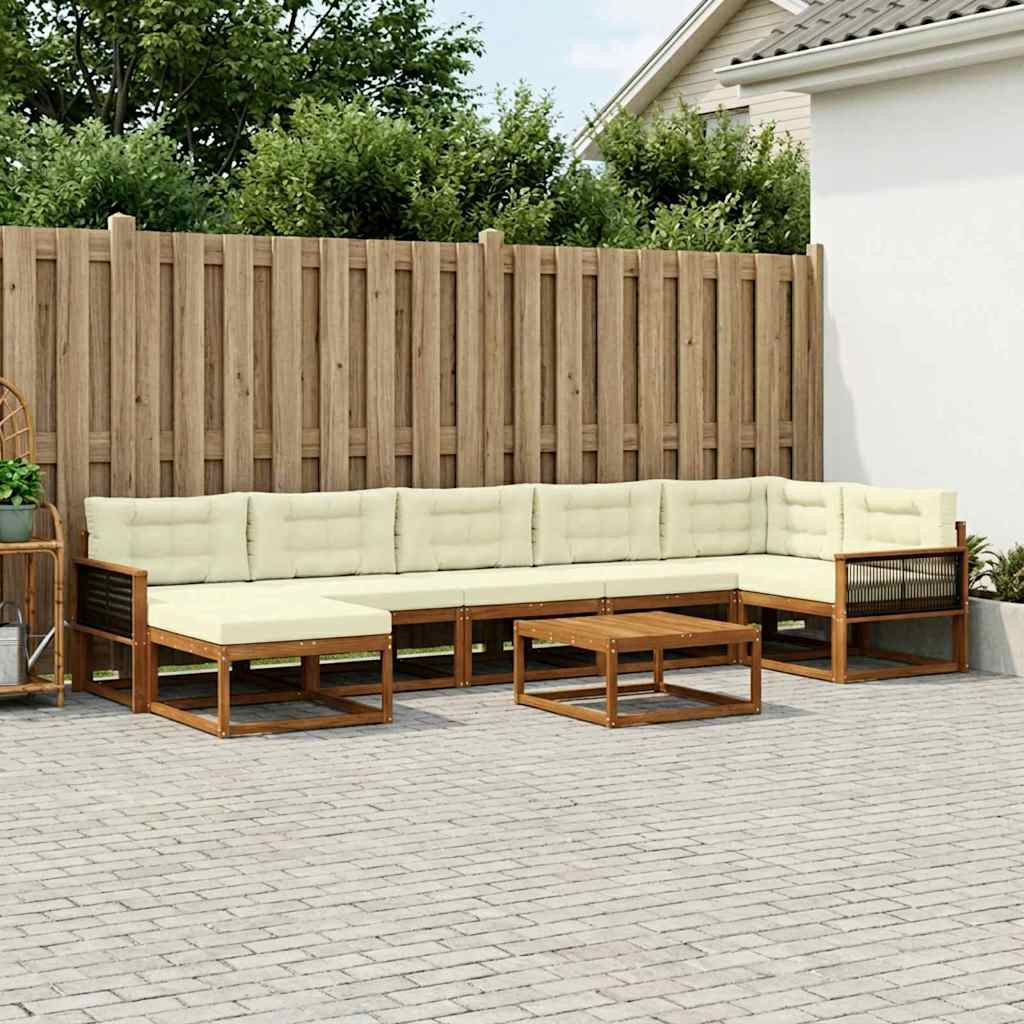 vidaXL Outdoor-Sofagarnitur mit Kissen 8 pcs Natur und Creme