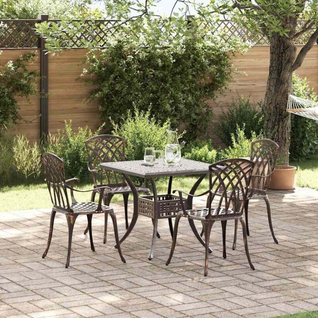 vidaXL Gartentisch Set 5 pcs Bronze Gussaluminium
