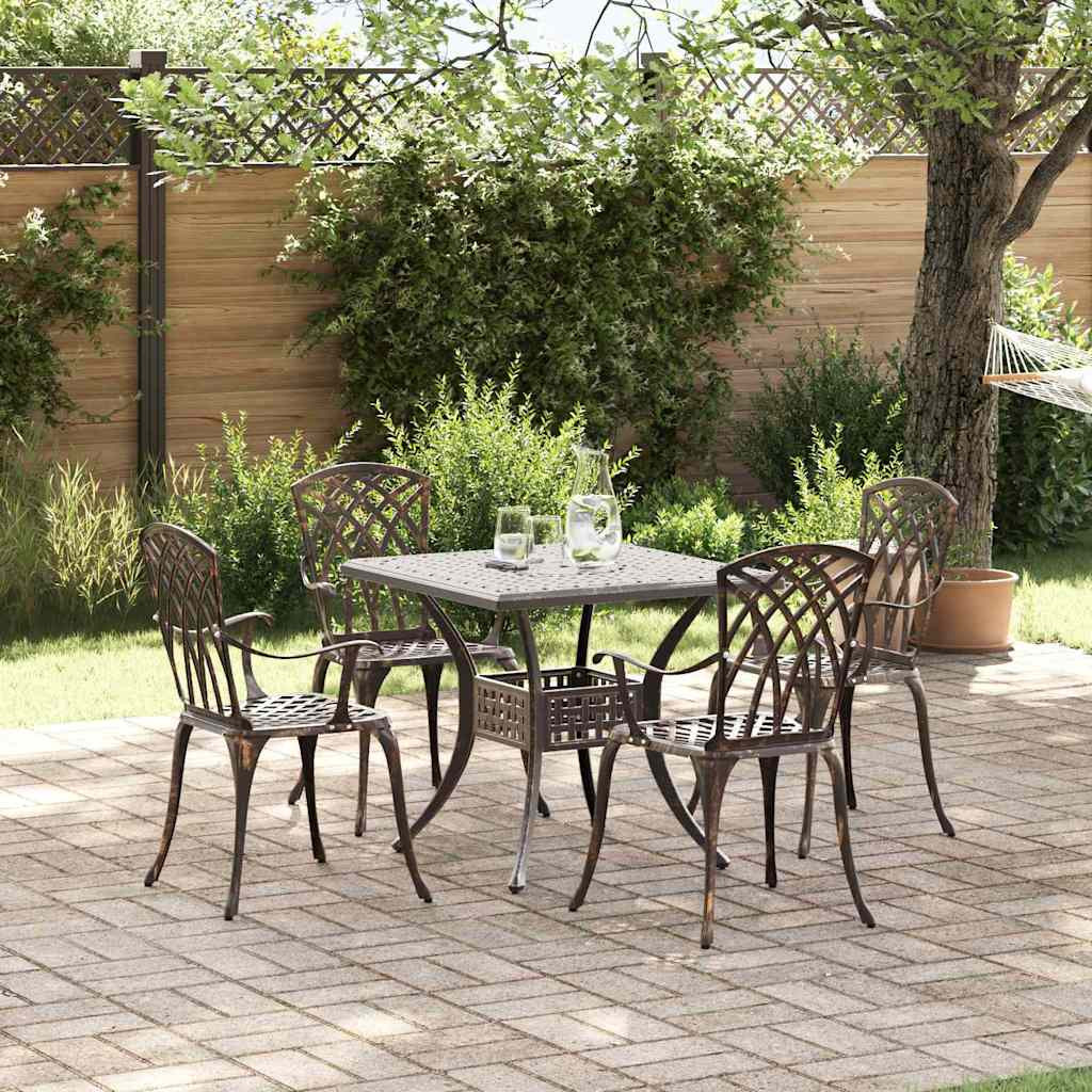 vidaXL Gartentisch Set 5 pcs Bronze Gussaluminium