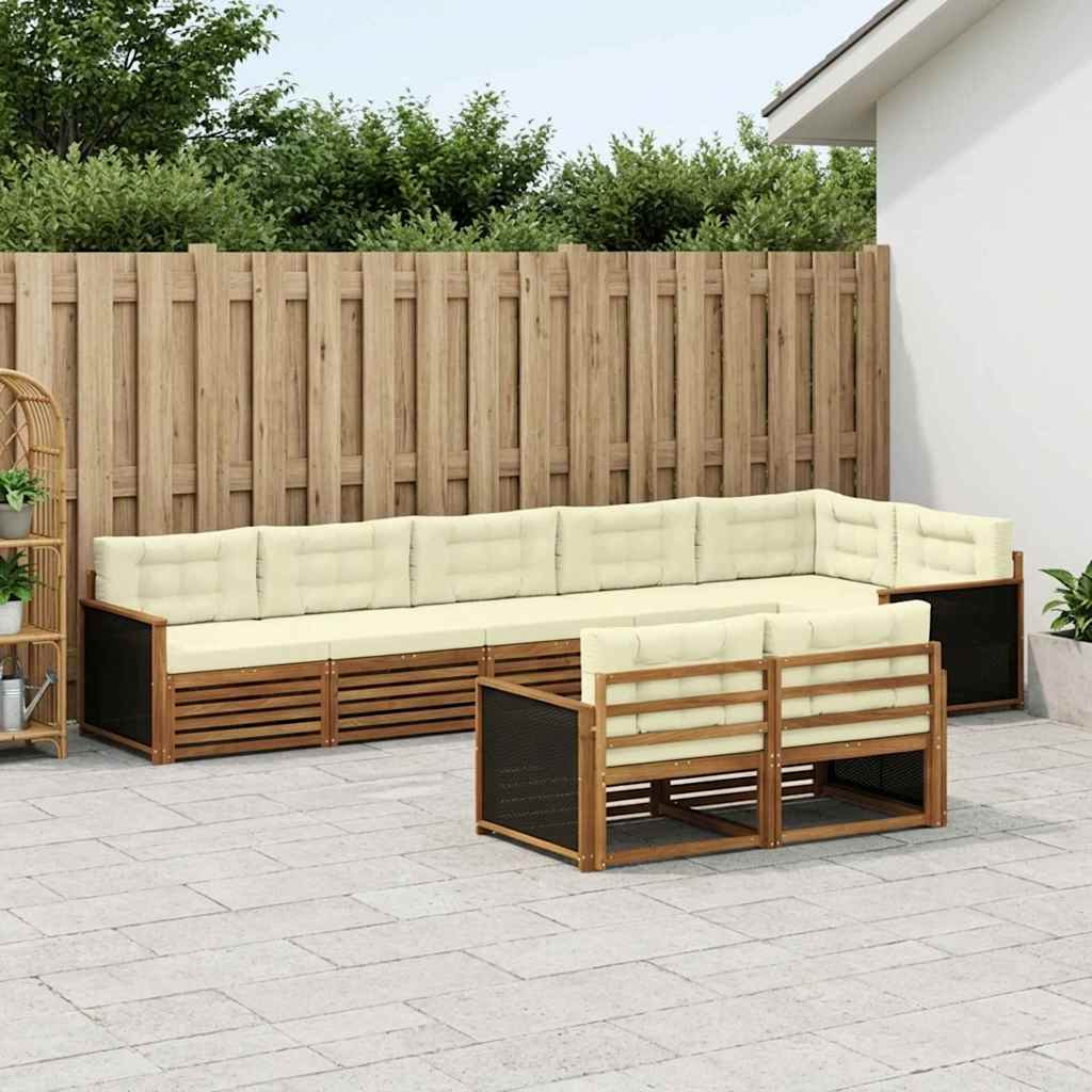 vidaXL Outdoor-Sofagarnitur mit Kissen 8 pcs Natur und Creme
