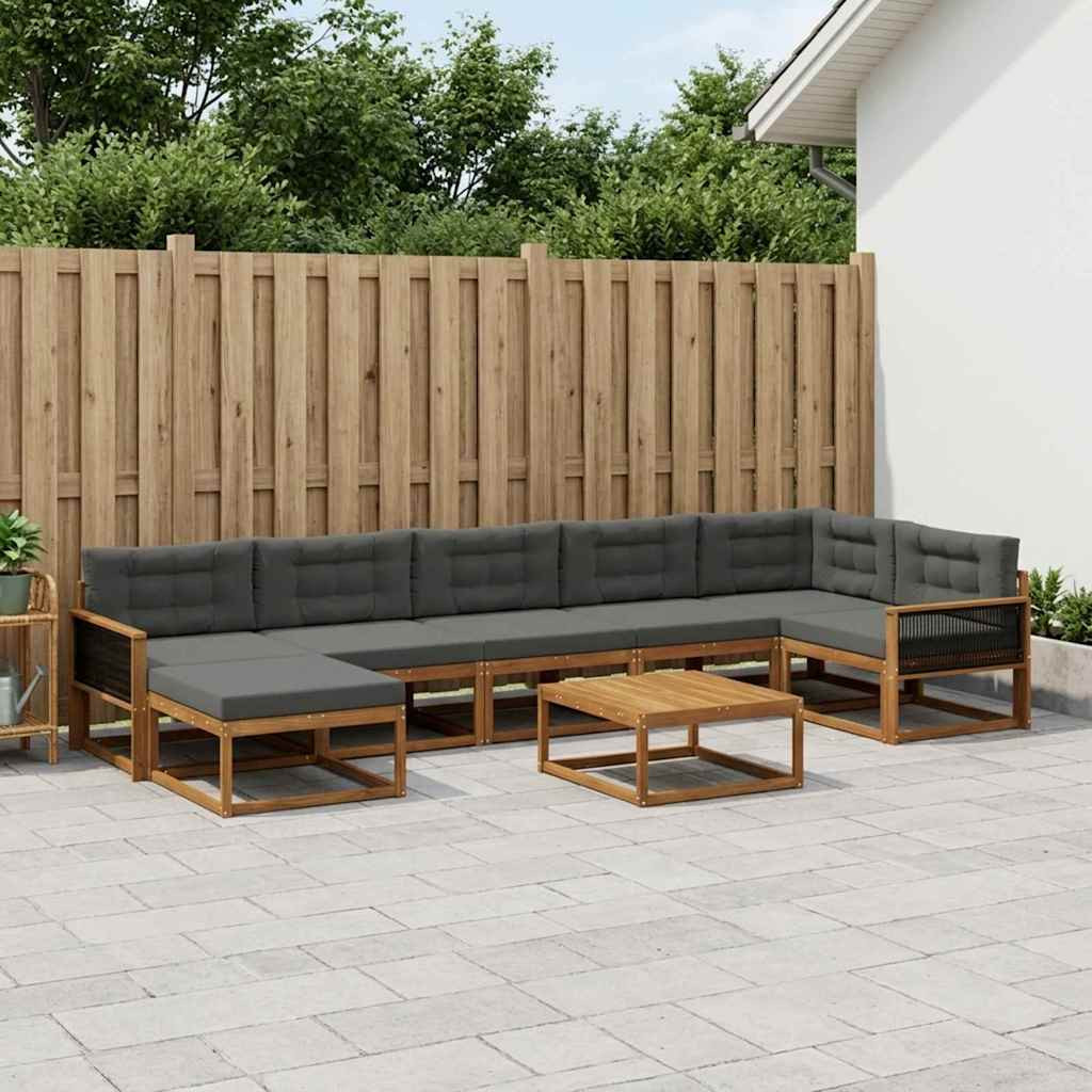 vidaXL Outdoor-Sofagarnitur mit Kissen 8 pcs Natur und Anthrazit