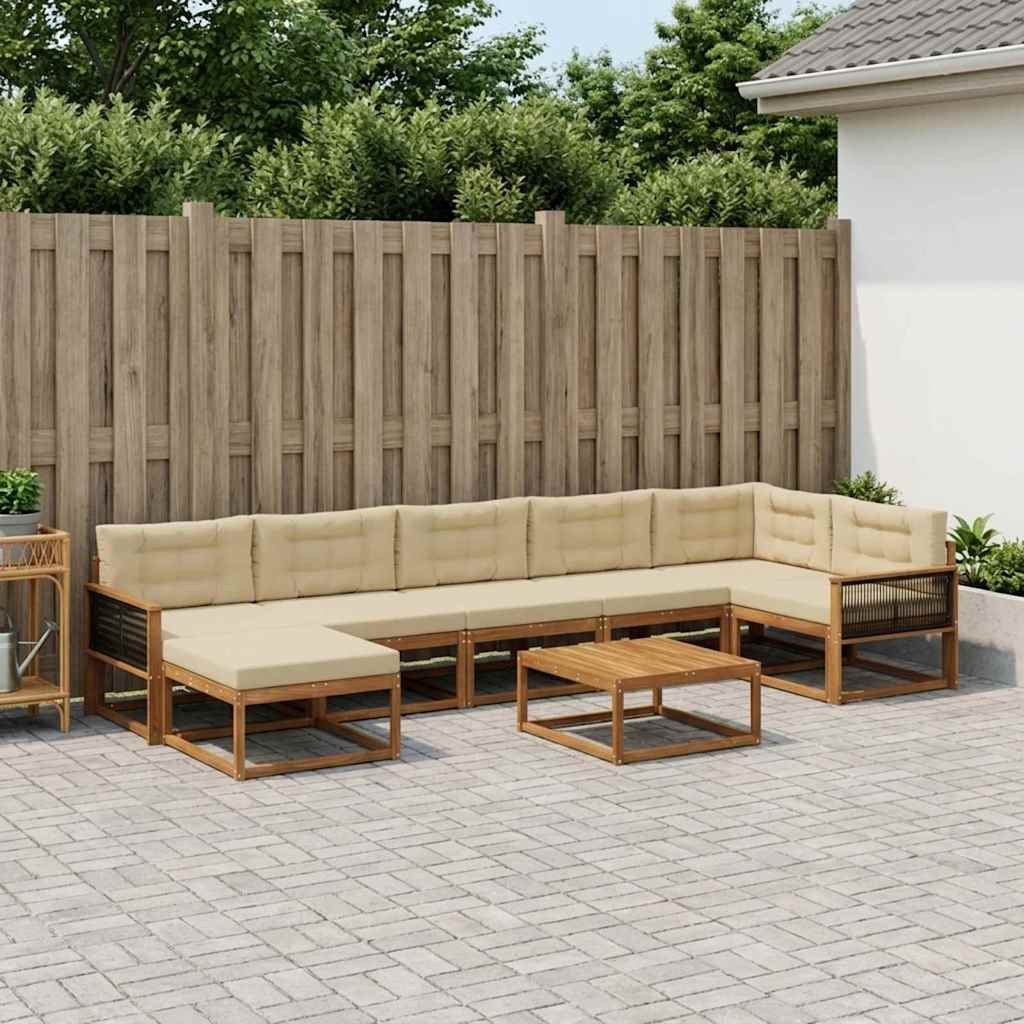 vidaXL Outdoor-Sofagarnitur mit Kissen 8 pcs Natur und Beige