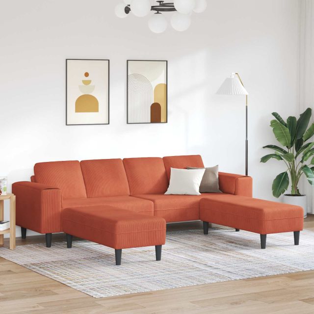vidaXL Sofa Rot-Orange 250 x 188 x 76 cm Cordstoff