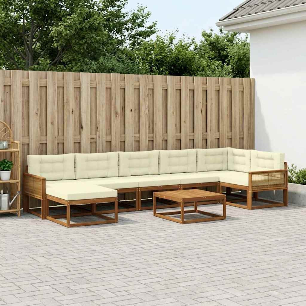 vidaXL Outdoor-Sofagarnitur mit Kissen 8 pcs Natur und Creme