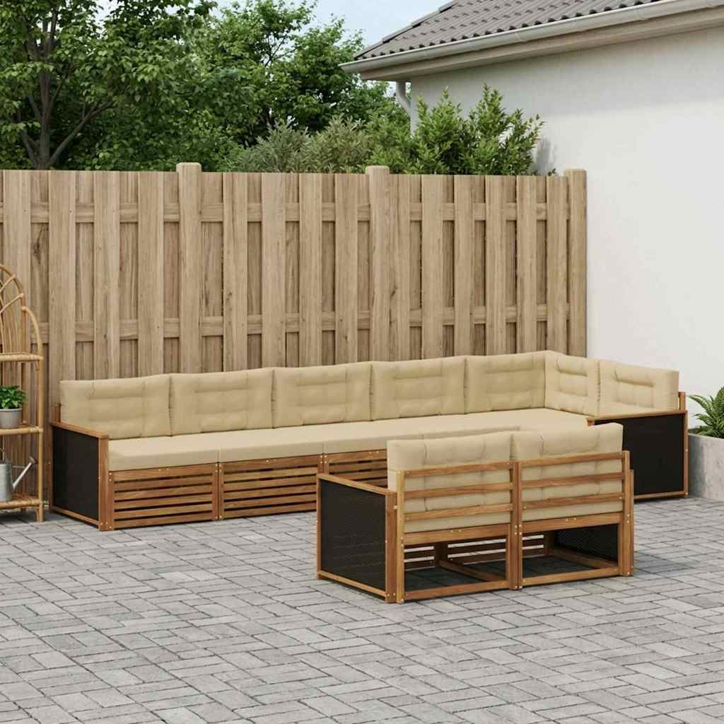 vidaXL Outdoor-Sofagarnitur mit Kissen 8 pcs Natur und Beige