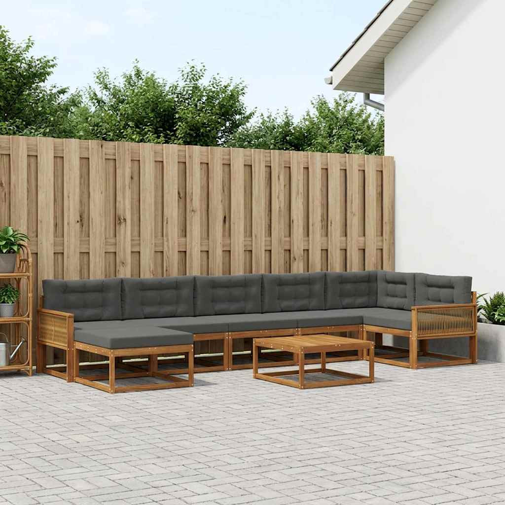 vidaXL Outdoor-Sofagarnitur mit Kissen 8 pcs Natur und Anthrazit