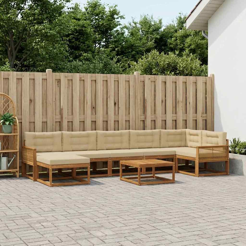 vidaXL Outdoor-Sofagarnitur mit Kissen 8 pcs Natur und Beige