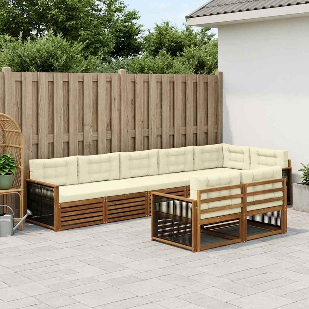 vidaXL Outdoor-Sofagarnitur mit Kissen 8 pcs Natur und Creme