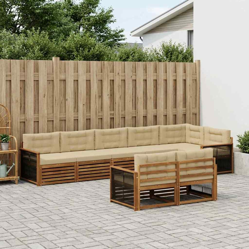 vidaXL Outdoor-Sofagarnitur mit Kissen 8 pcs Natur und Beige