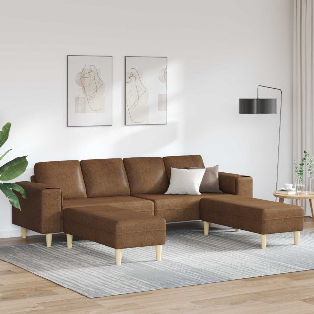 vidaXL Wohnzimmer Couch 3 pcs Braun