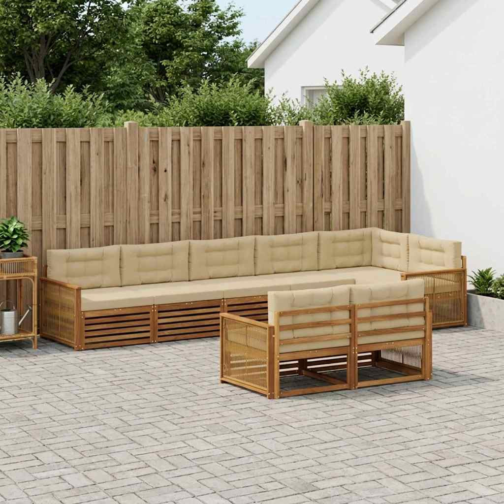 vidaXL Outdoor-Sofagarnitur mit Kissen 8 pcs Natur und Beige