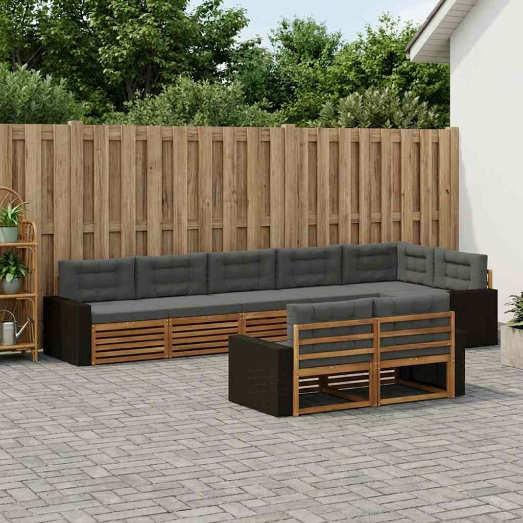 vidaXL Outdoor-Sofagarnitur mit Kissen 8 pcs Natur und Anthrazit