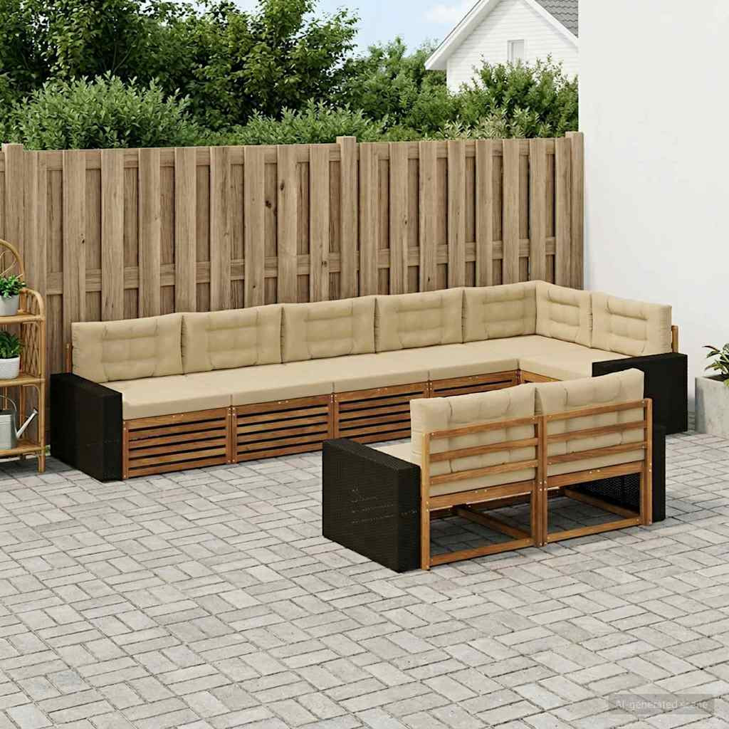 vidaXL Outdoor-Sofagarnitur mit Kissen 8 pcs Natur und Beige