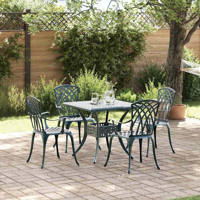 vidaXL Gartentisch Set 5 pcs Grün Gussaluminium