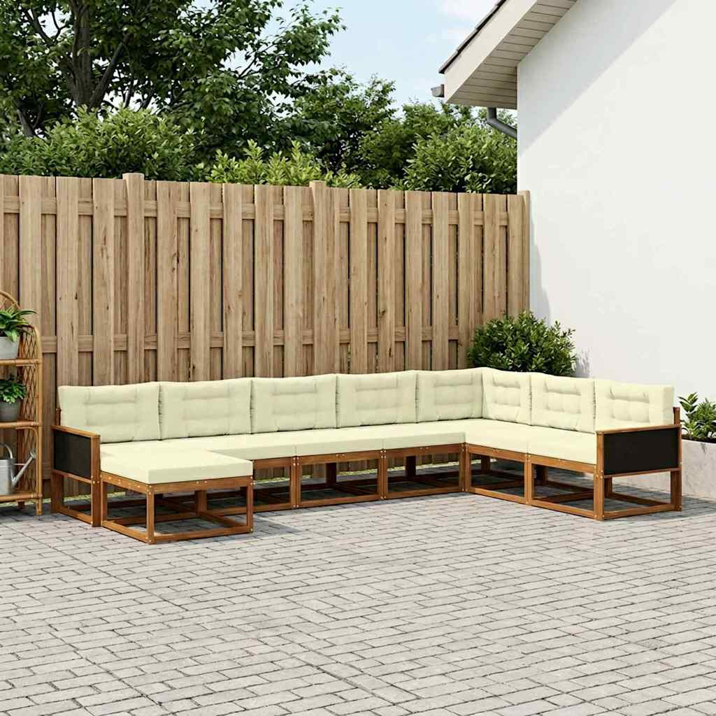 vidaXL Outdoor-Sofagarnitur mit Kissen 8 pcs Natur und Creme