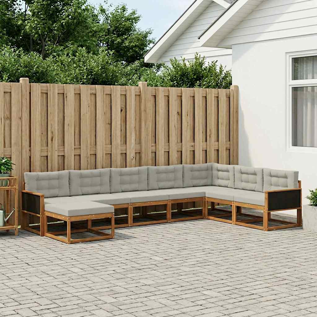 vidaXL Outdoor-Sofagarnitur mit Kissen 8 pcs Natürlich und Hellgrau