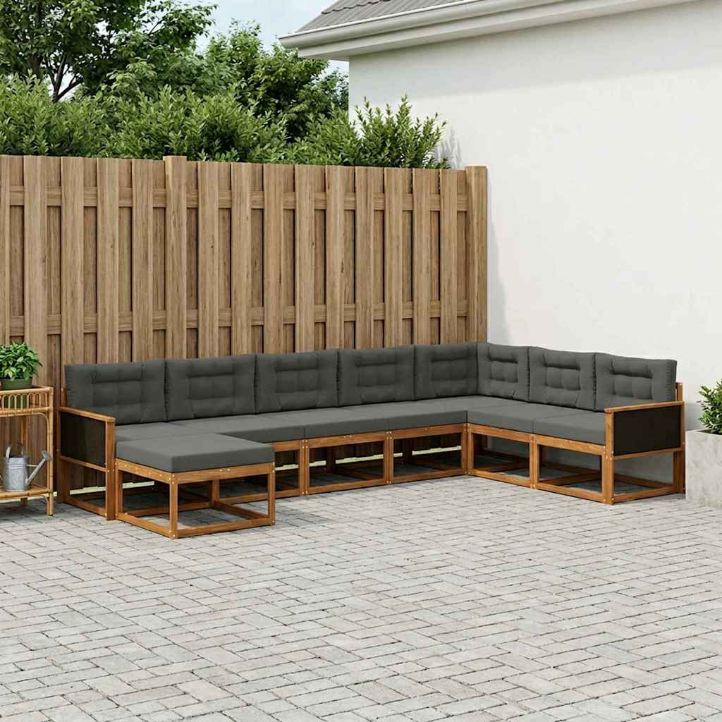 vidaXL Outdoor-Sofagarnitur mit Kissen 8 pcs Natur und Anthrazit