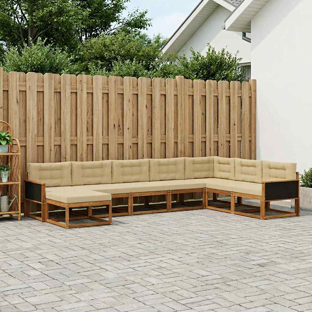 vidaXL Outdoor-Sofagarnitur mit Kissen 8 pcs Natur und Beige