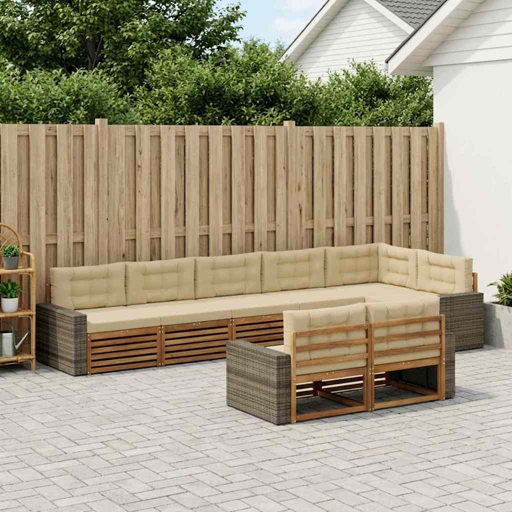 vidaXL Outdoor-Sofagarnitur mit Kissen 8 pcs Natur und Beige