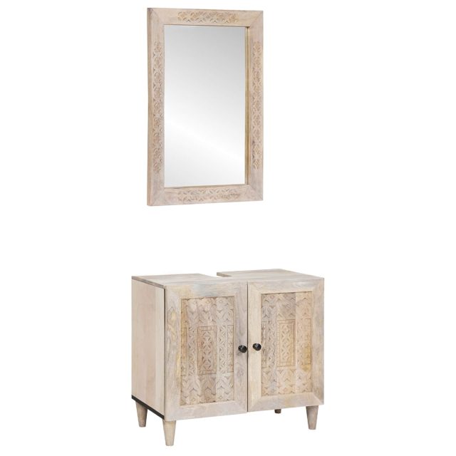 vidaXL Badezimmermöbel-Set mit Regal mit Tür 2 pcs Weiß Holzwerkstoff
