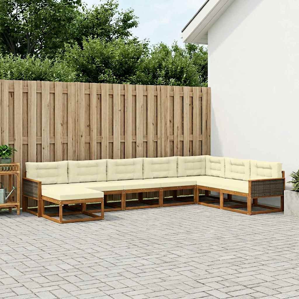 vidaXL Outdoor-Sofagarnitur mit Kissen 8 pcs Natur und Creme