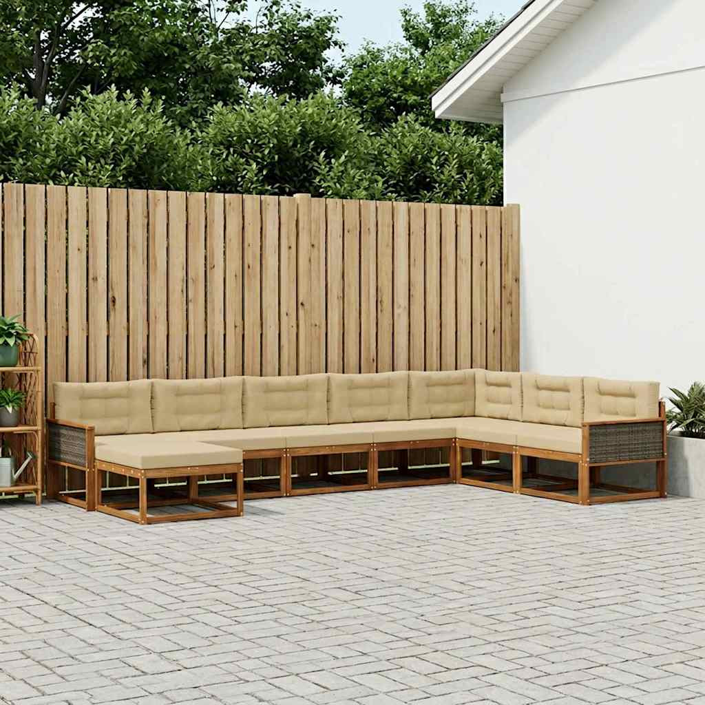 vidaXL Outdoor-Sofagarnitur mit Kissen 8 pcs Natur und Beige