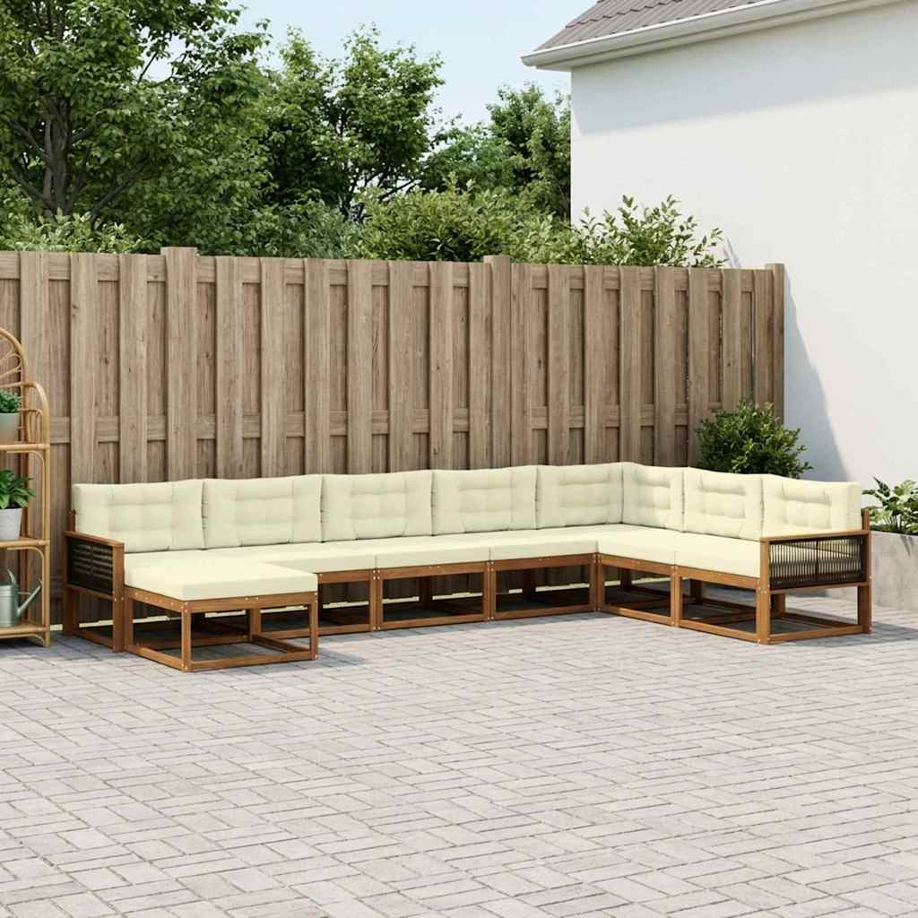 vidaXL Outdoor-Sofagarnitur mit Kissen 8 pcs Natur und Creme