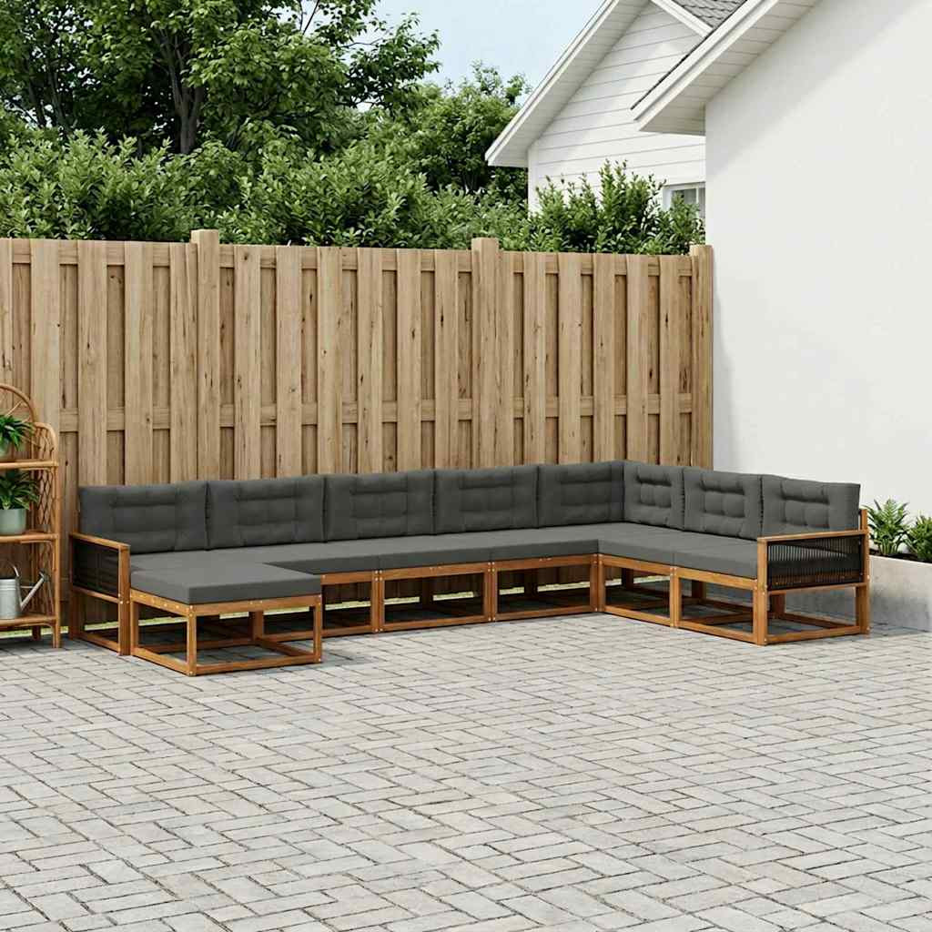 vidaXL Outdoor-Sofagarnitur mit Kissen 8 pcs Natur und Anthrazit