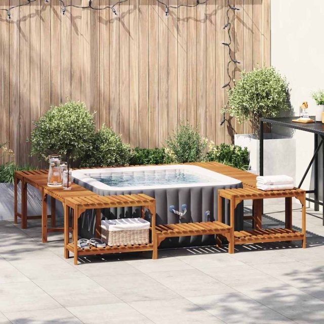 vidaXL Whirlpool-Umrandung Braun 230 x 230 cm Massivholz Akazie